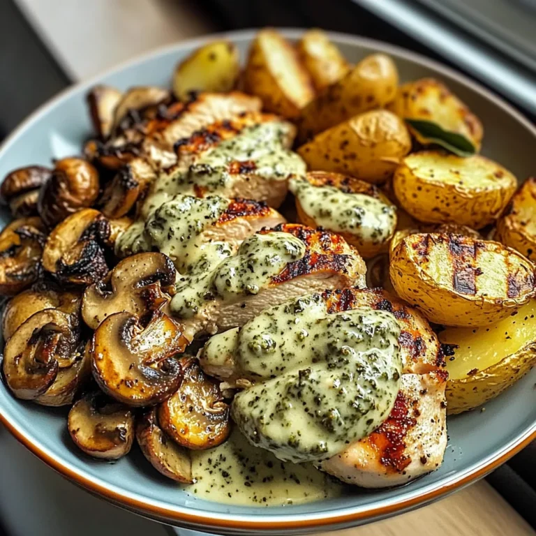 Chestnut Garlic Greek Chicken Alfredo with Sage Potatoes