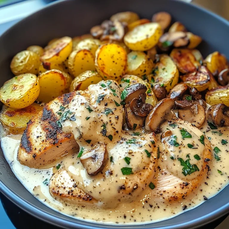 Chestnut Garlic Greek Chicken Alfredo with Sage Potatoes
