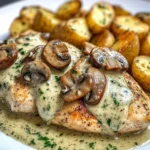 Creamy Garlic Mushroom Chicken with Roasted Potatoes