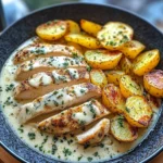 Creamy Lemon Herb Chicken Alfredo with Roasted Potatoes