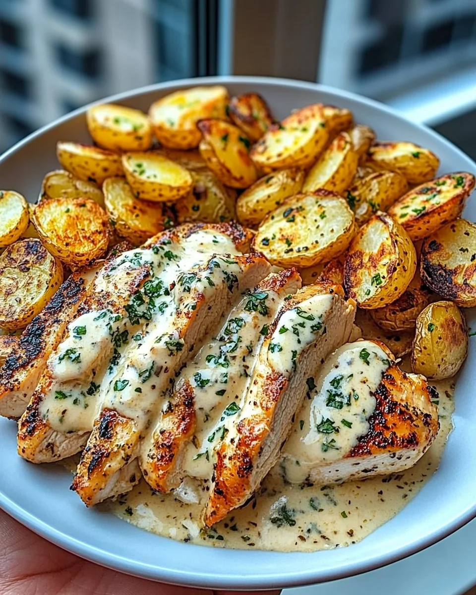 Double Parmesan Garlic Chicken Alfredo with Crispy Potatoes