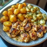 Greek Hot Honey Chicken Alfredo with Roasted Potatoes