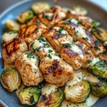 Hot Honey Garlic Chicken Alfredo with Brussels Sprouts