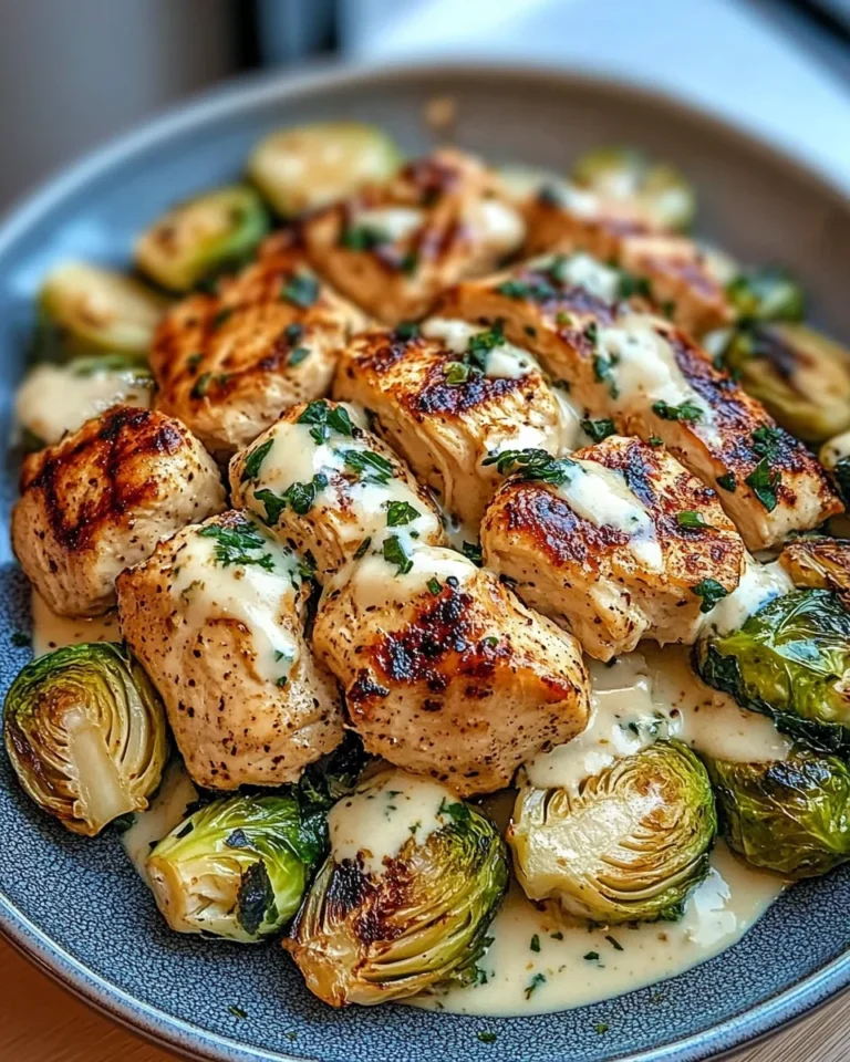Hot Honey Garlic Chicken Alfredo with Brussels Sprouts