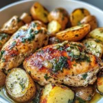 Hot Honey Garlic Chicken with Roasted Potatoes