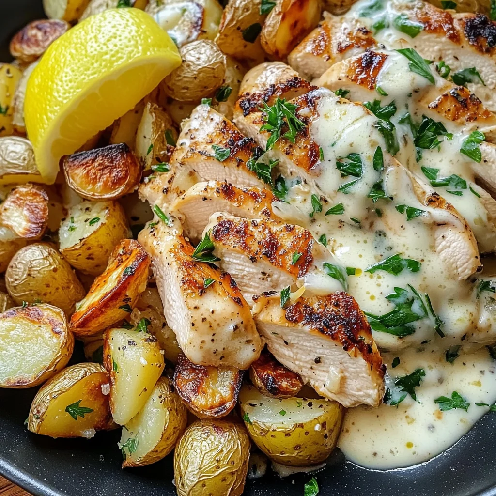 Lemon Chestnut Chicken Alfredo with Roasted Potatoes