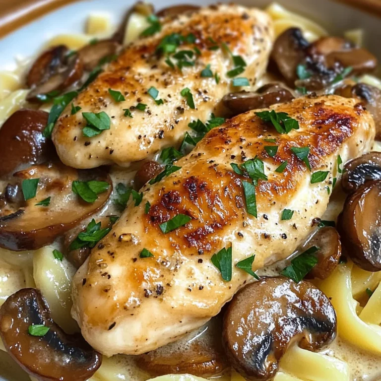 Lemon Garlic Chicken Alfredo with Mushrooms