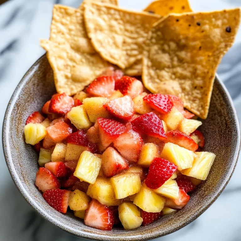 Strawberry Pineapple Fruit Salsa with Cinnamon Tortilla Chips