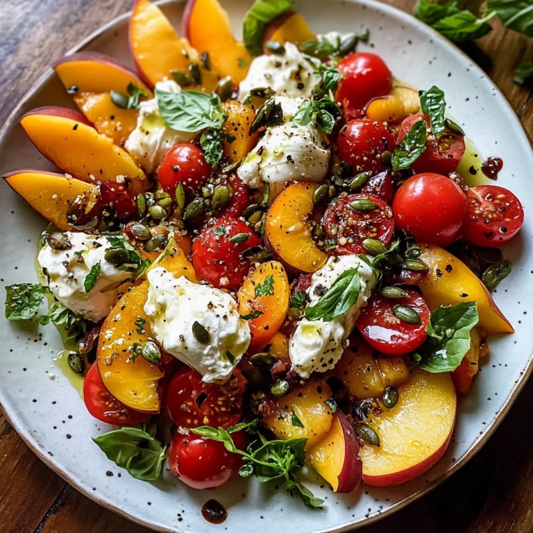 Tomato, Peach, and Burrata Salad
