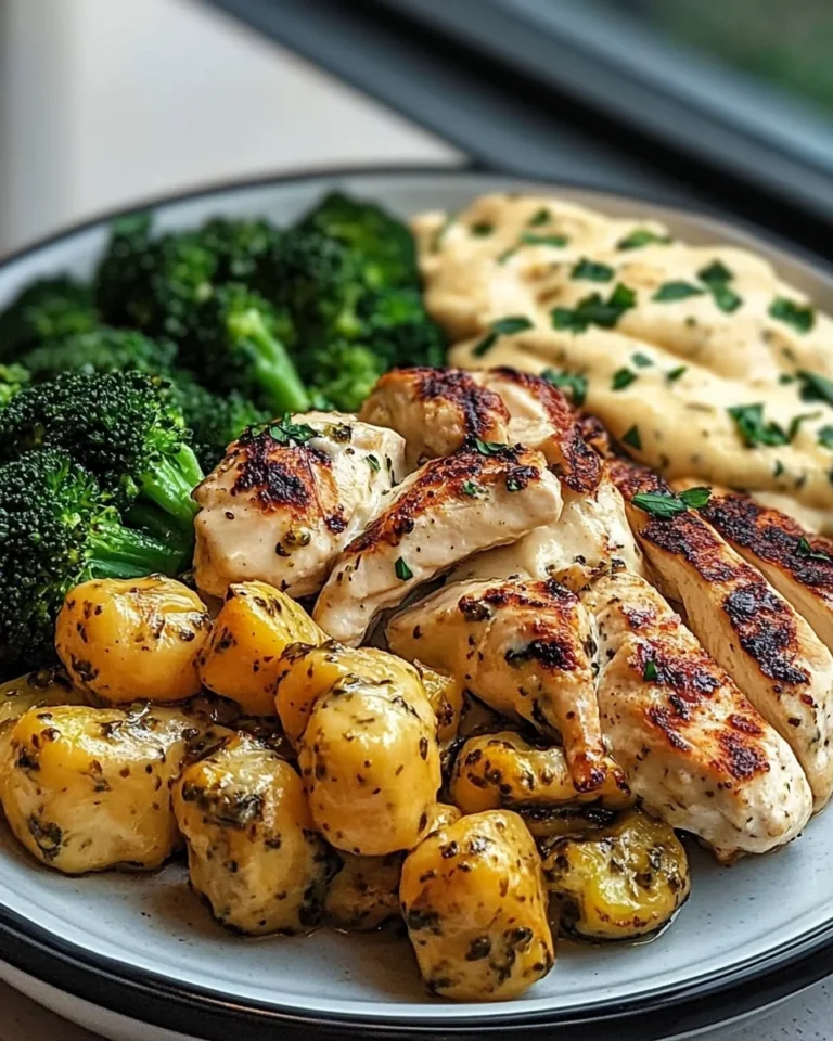 Tuscan Garlic Chicken Alfredo with Cheesy Broccoli