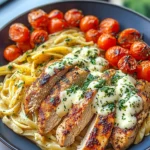 Tuscan Garlic Chicken Alfredo with Roasted Tomato Pesto