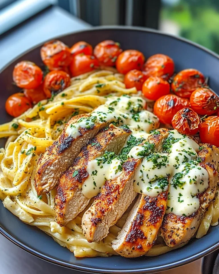 Tuscan Garlic Chicken Alfredo with Roasted Tomato Pesto