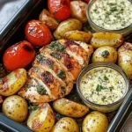 Tuscan Garlic Chicken & Potatoes with Pesto Cream