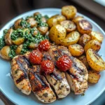 Tuscan Garlic Chicken with Roasted Potatoes and Pesto