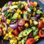 Charred Corn Avocado Salad with Roasted Red Onions