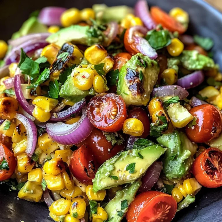 Charred Corn Avocado Salad with Roasted Red Onions