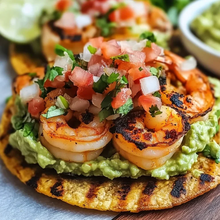 Grilled Shrimp Tostadas with Guacamole & Pico de Gallo