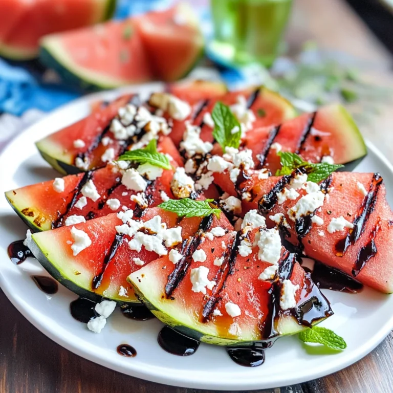 Grilled Watermelon with Feta, Mint, and Balsamic Glaze