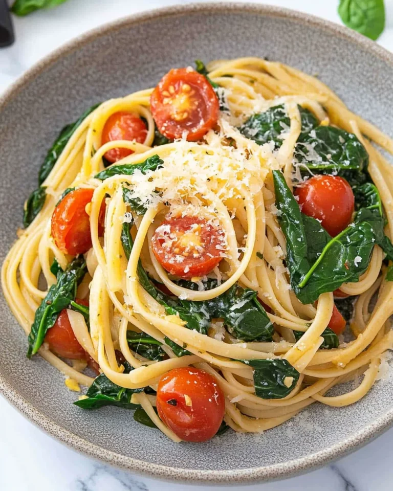 Pasta with Tomatoes and Spinach.