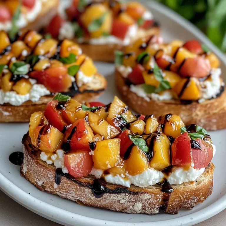 Quick Peach Bruschetta with Whipped Ricotta