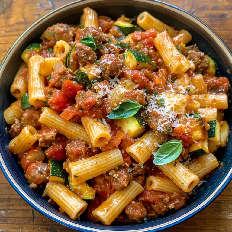 Rigatoni with Sausage, Tomatoes, and Zucchini