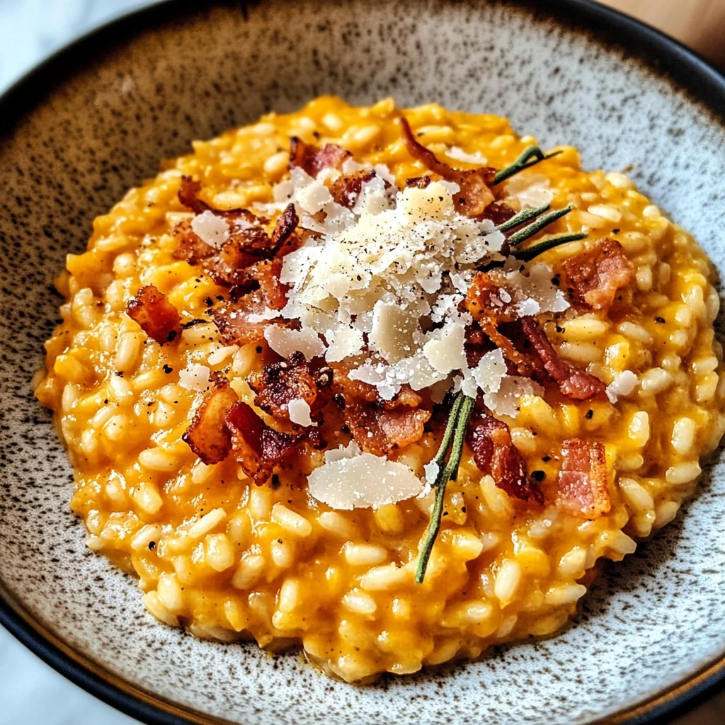 Pumpkin Risotto With Turkey Bacon Parmesan