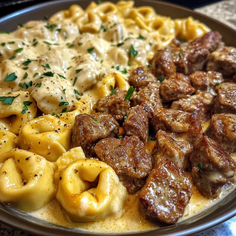 Cheesy Cajun Beef Tortellini in Creamy Garlic Alfredo