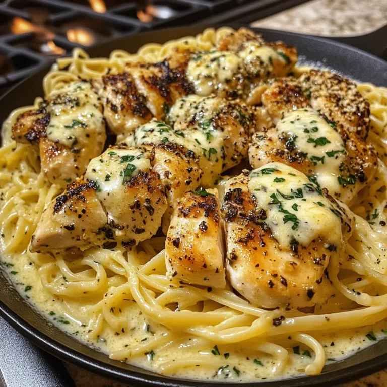 Creamy Garlic Parmesan Chicken with Cheesy Linguine Pasta