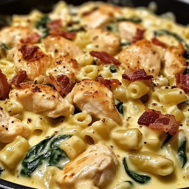 Creamy Spinach, Chicken, Bacon Pasta