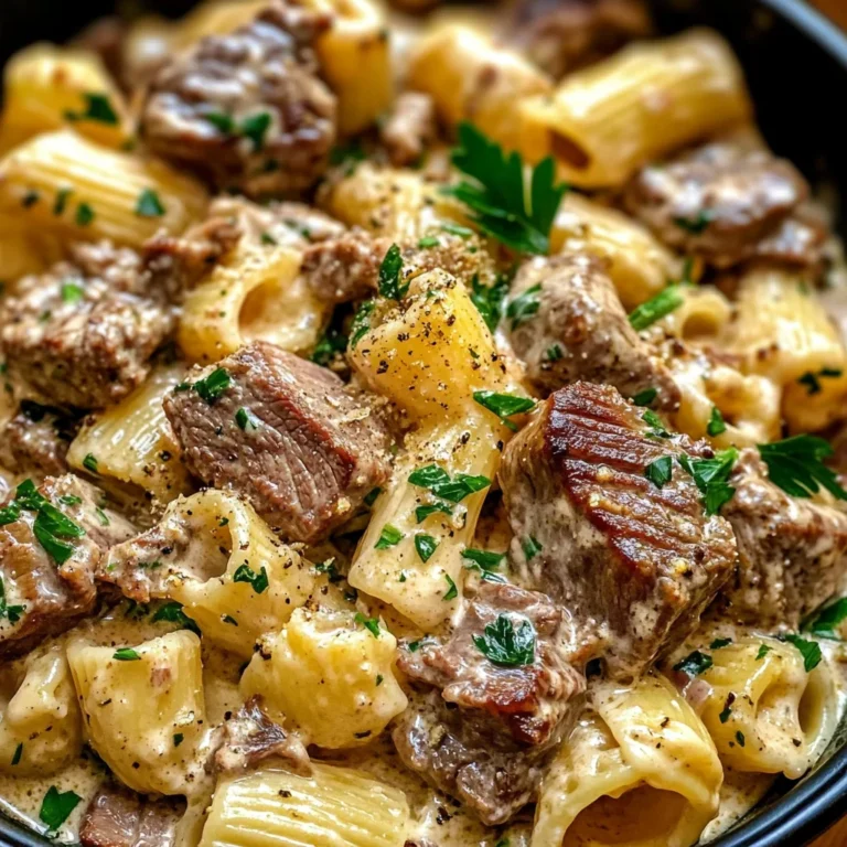 Decadent Beef and Pasta in Creamy Garlic Alfredo