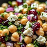 Feta & Cranberry Chickpeas with Lemon Vinaigrette