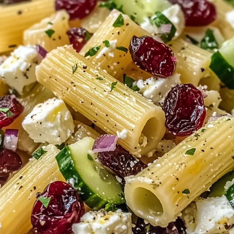 Feta & Cranberry Rigatoni Salad with Lemon Vinaigrette