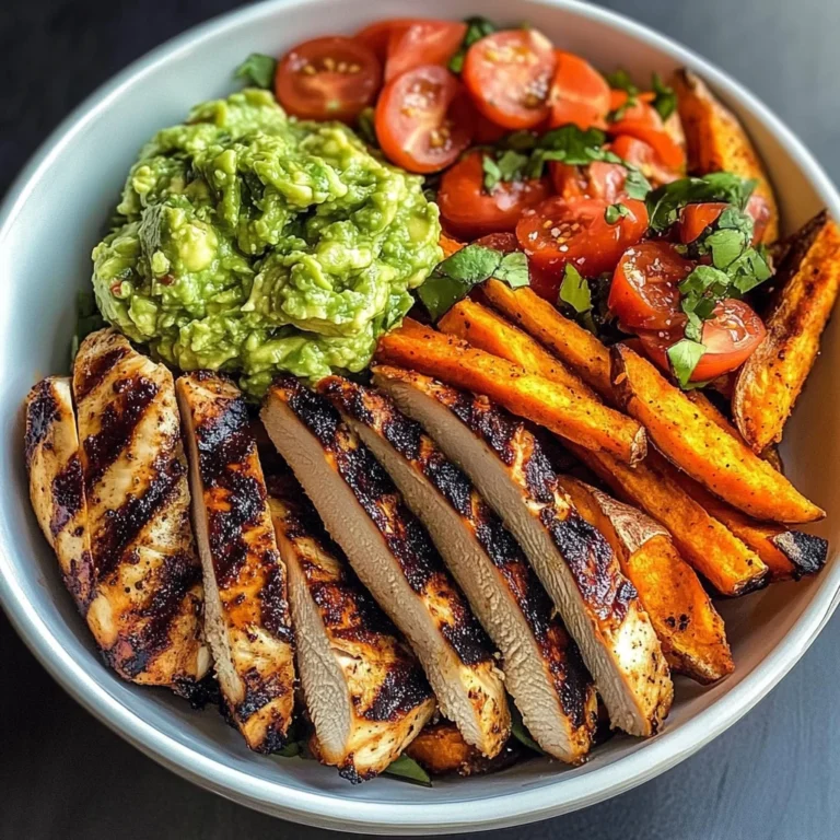 Grilled Chicken Power Bowl with Sweet Potato Fries & Fresh Guac