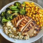Grilled Chicken with Veggie Rice & Roasted Broccoli-Cauliflower