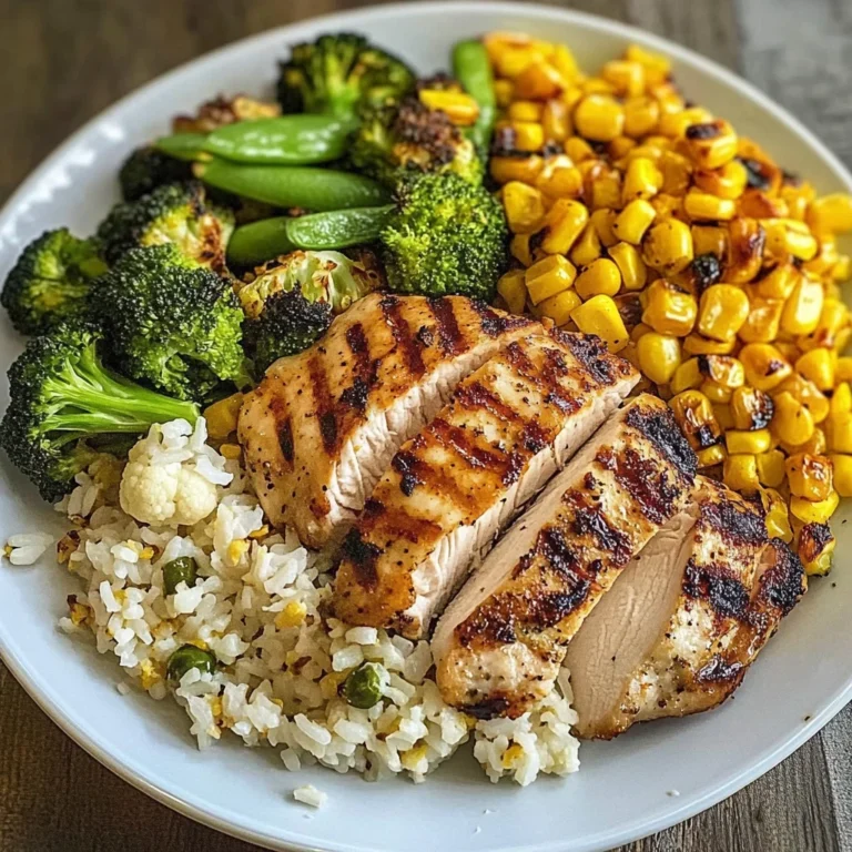 Grilled Chicken with Veggie Rice & Roasted Broccoli-Cauliflower