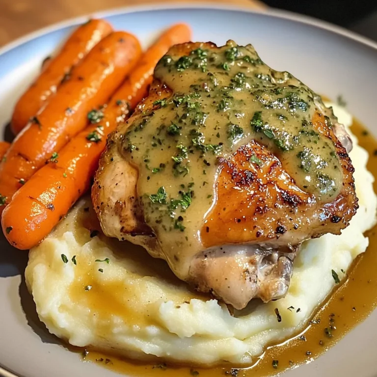 Herb-Cream Chicken with Mashed Potatoes & Glazed Carrots