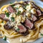 Savory Steak Gorgonzola Alfredo with Creamy Parmesan Sauce