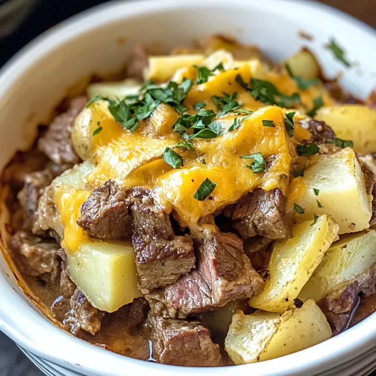 Slow Cooker Steak and Cheddar Potato Casserole