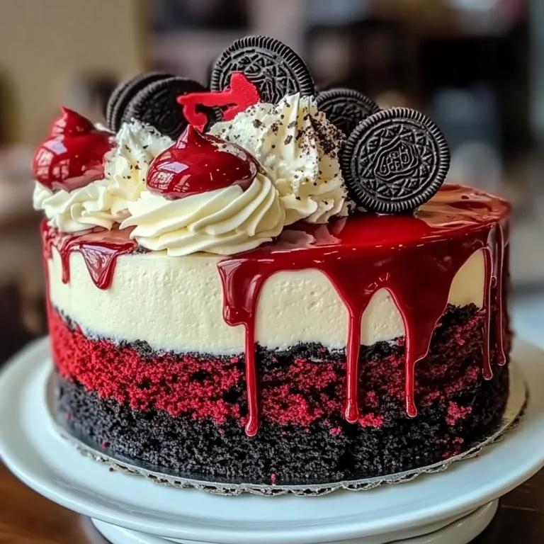 Decadent Oreo Red Velvet Cheesecake Drip Cake Recipe