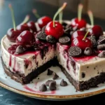 Oreo Cherry Chocolate Chip No Bake Cheesecake Recipe