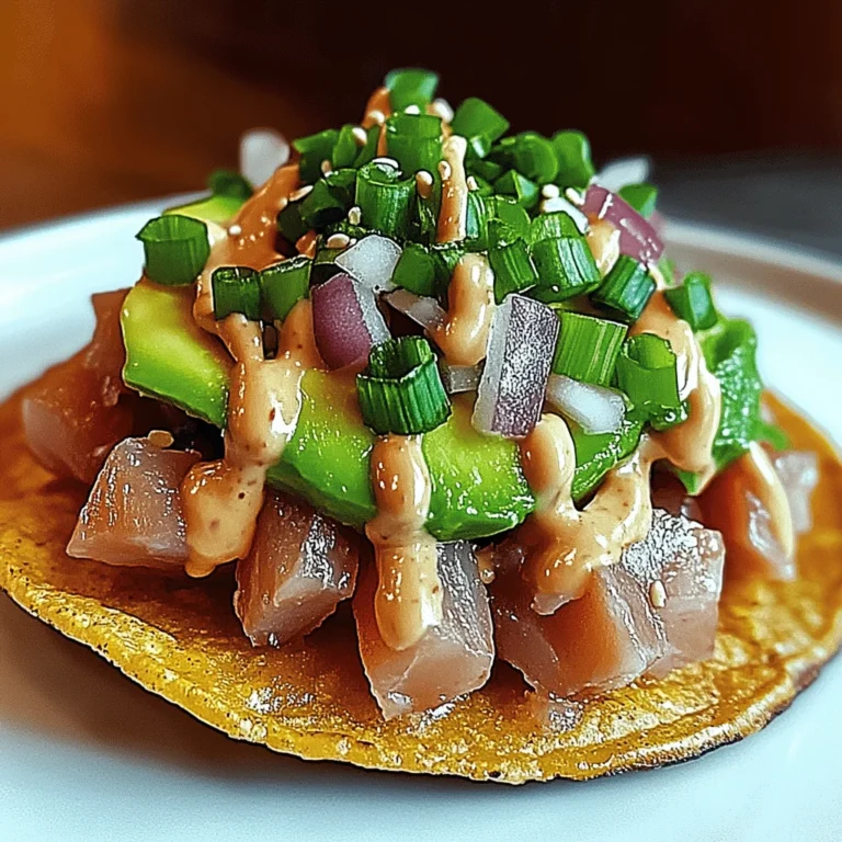 Tuna Tartare Tostada with Chipotle Mayonnaise